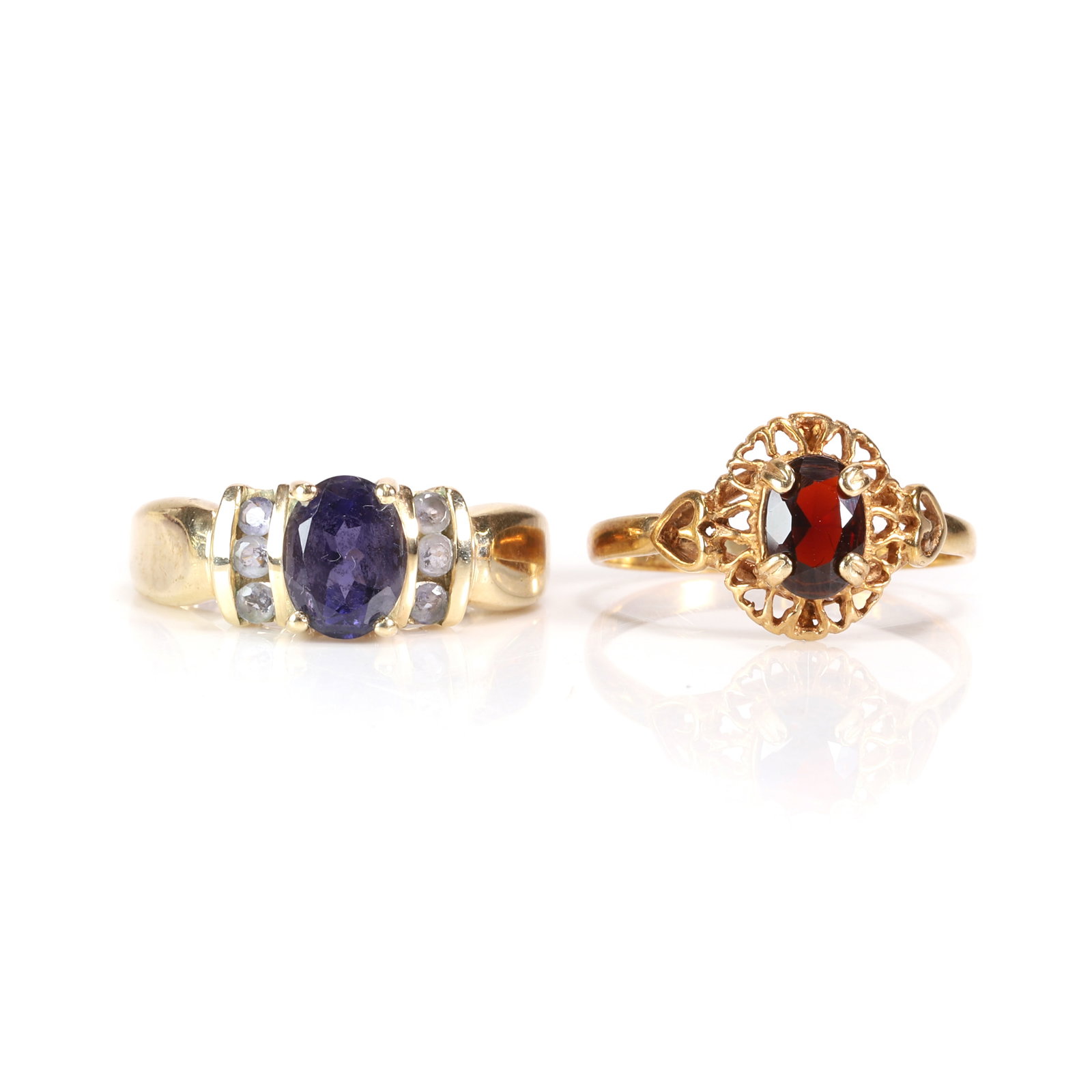 Two 9ct gold gemstone set rings, (1 of 3)