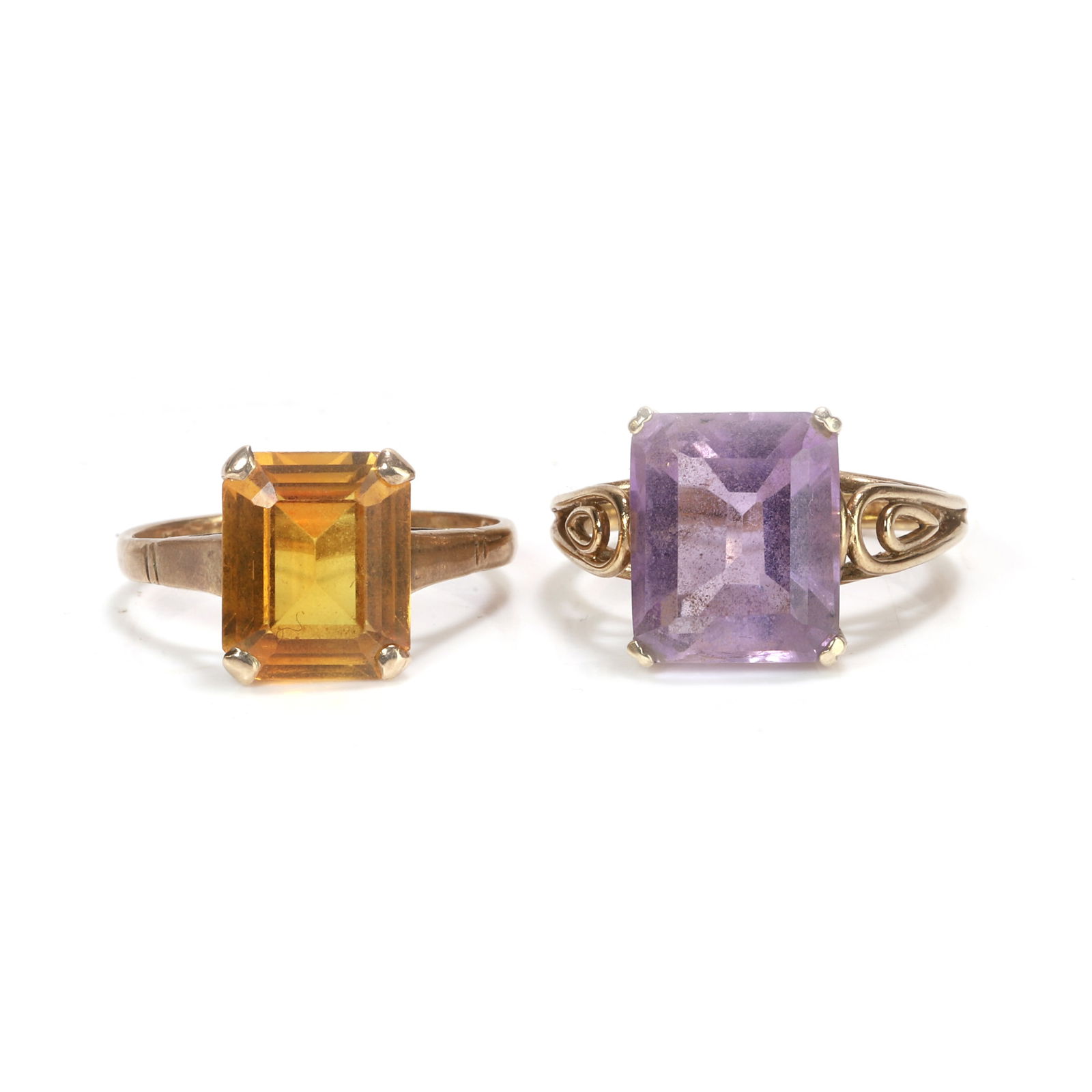Two 9ct gold gemstone set rings, (1 of 3)