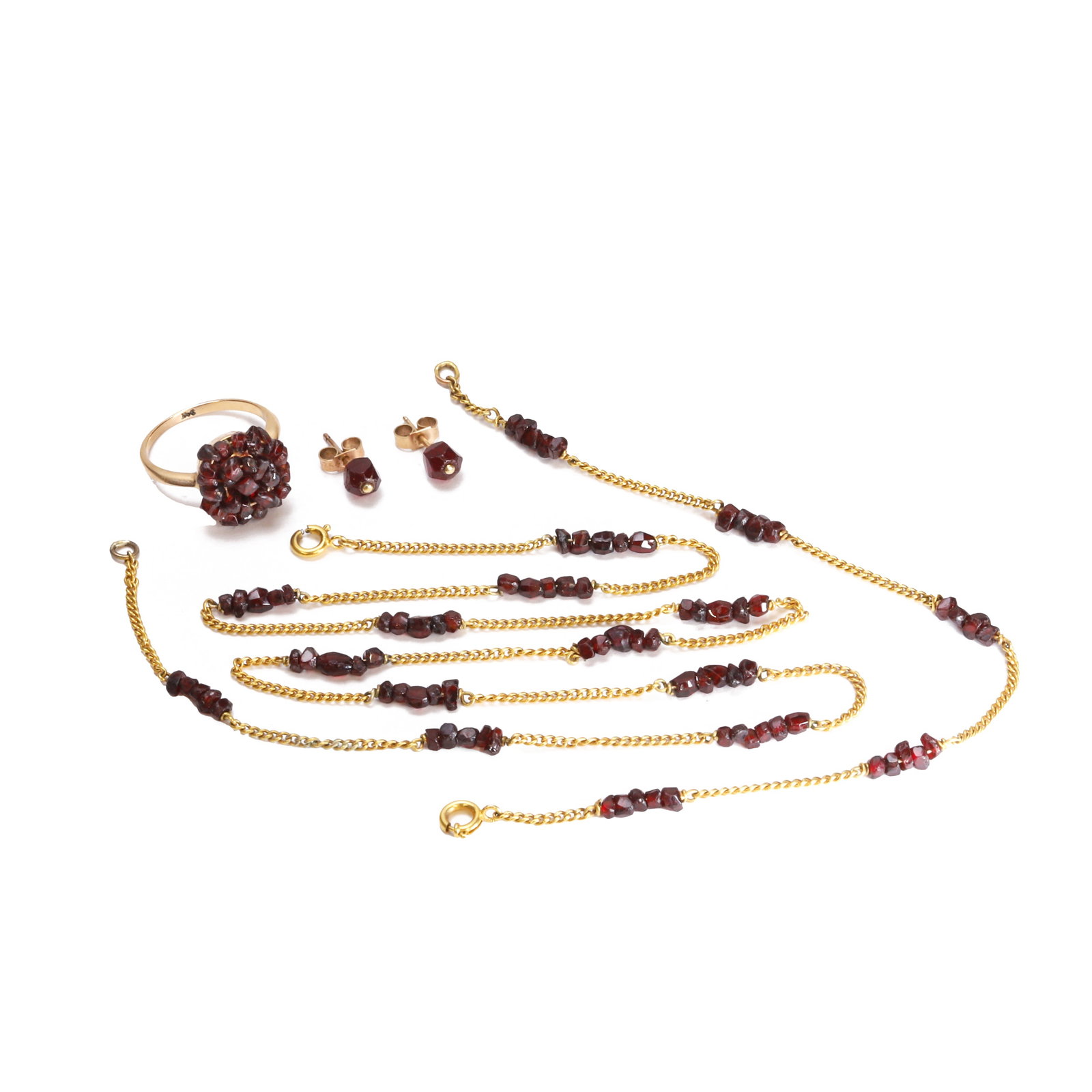 A garnet jewellery set, (1 of 1)