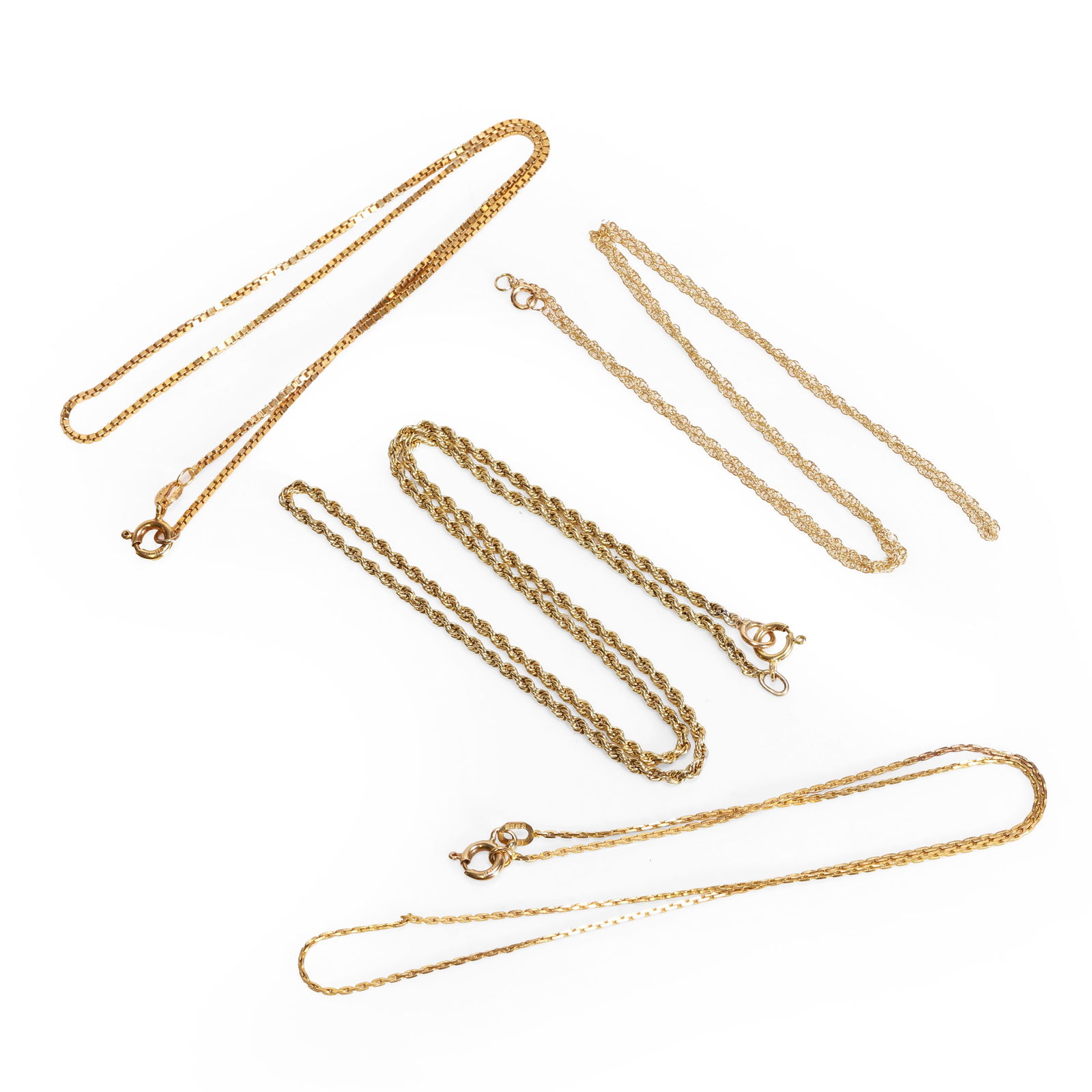 A group of four gold chains, (1 of 1)