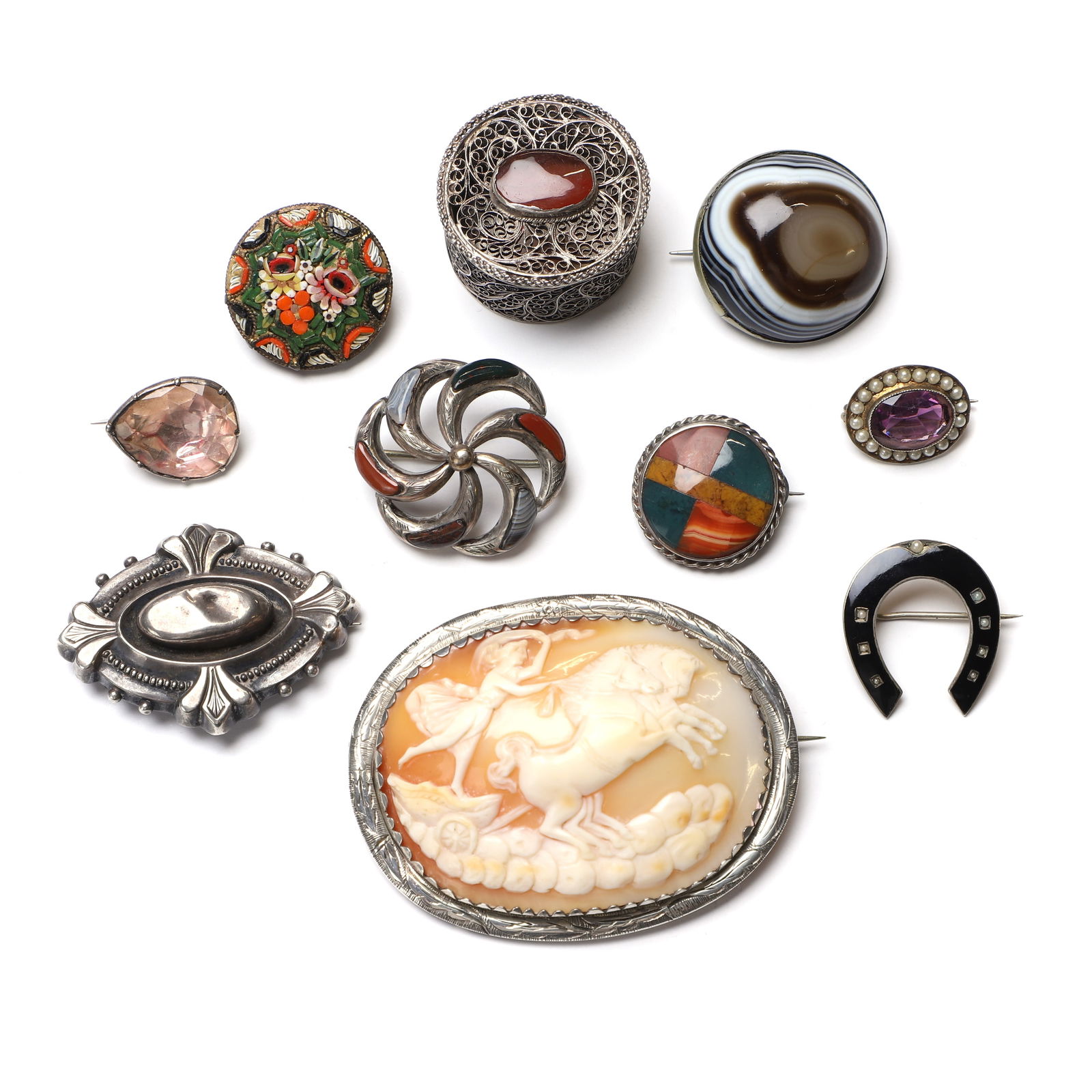 A group of antique and costume brooches, (1 of 2)