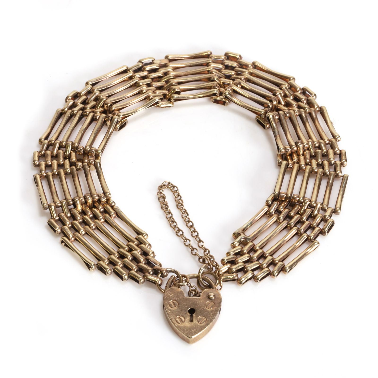 A 9ct gold gate bracelet, (1 of 2)