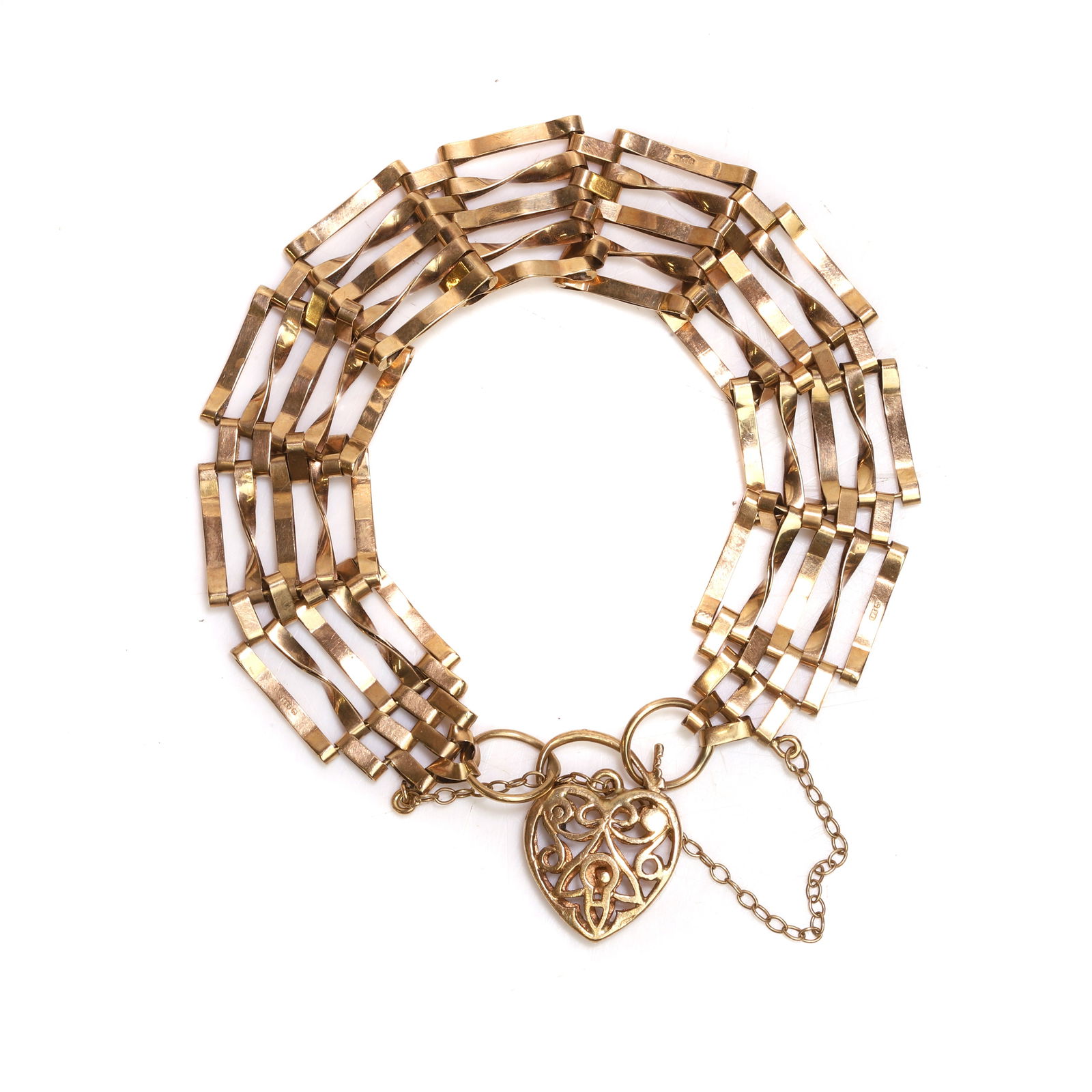 A 9ct gold gate bracelet, (1 of 3)