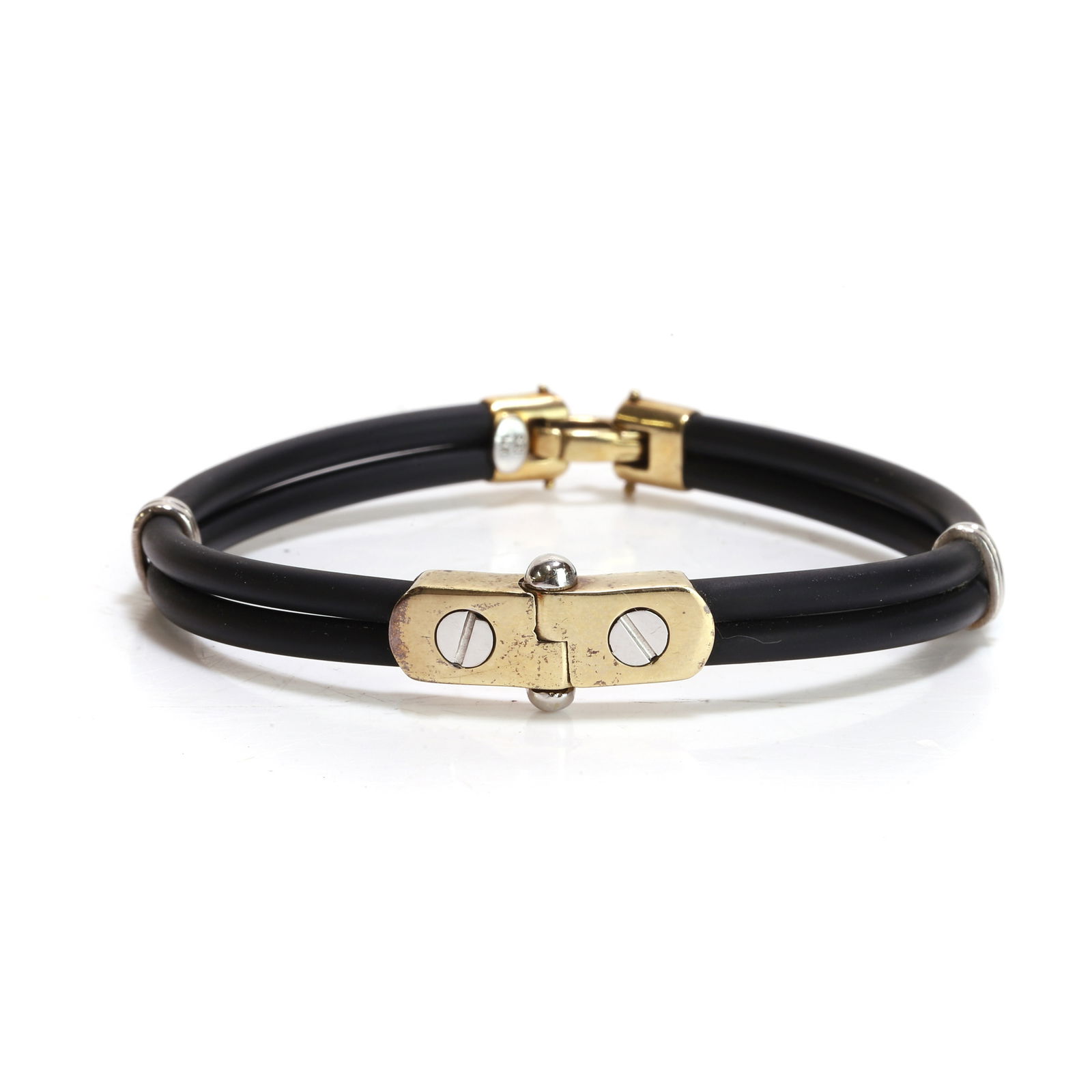 A gold mounted rubber bracelet, (1 of 2)