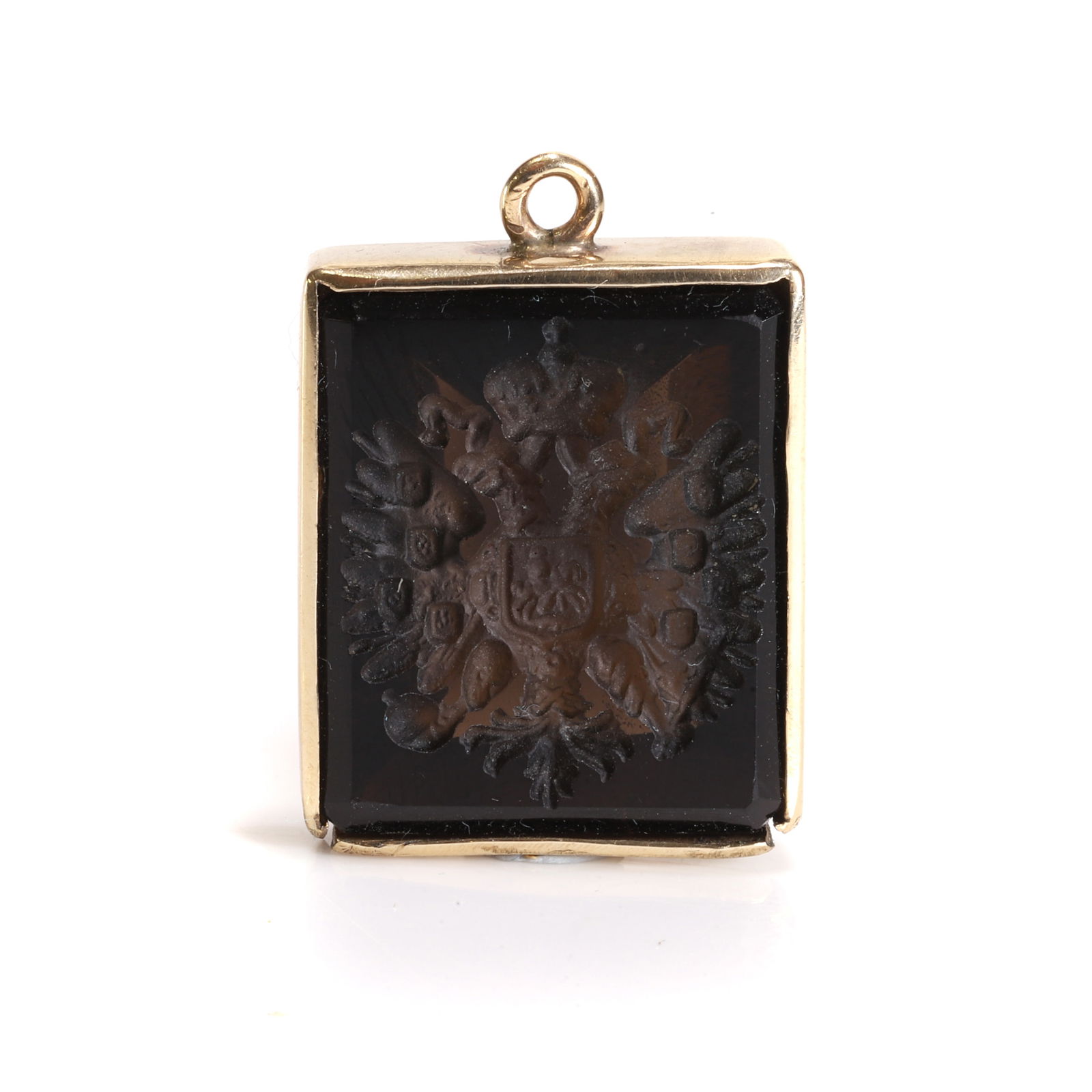 A gold mounted Russian Romanov smoky quartz seal, (1 of 2)