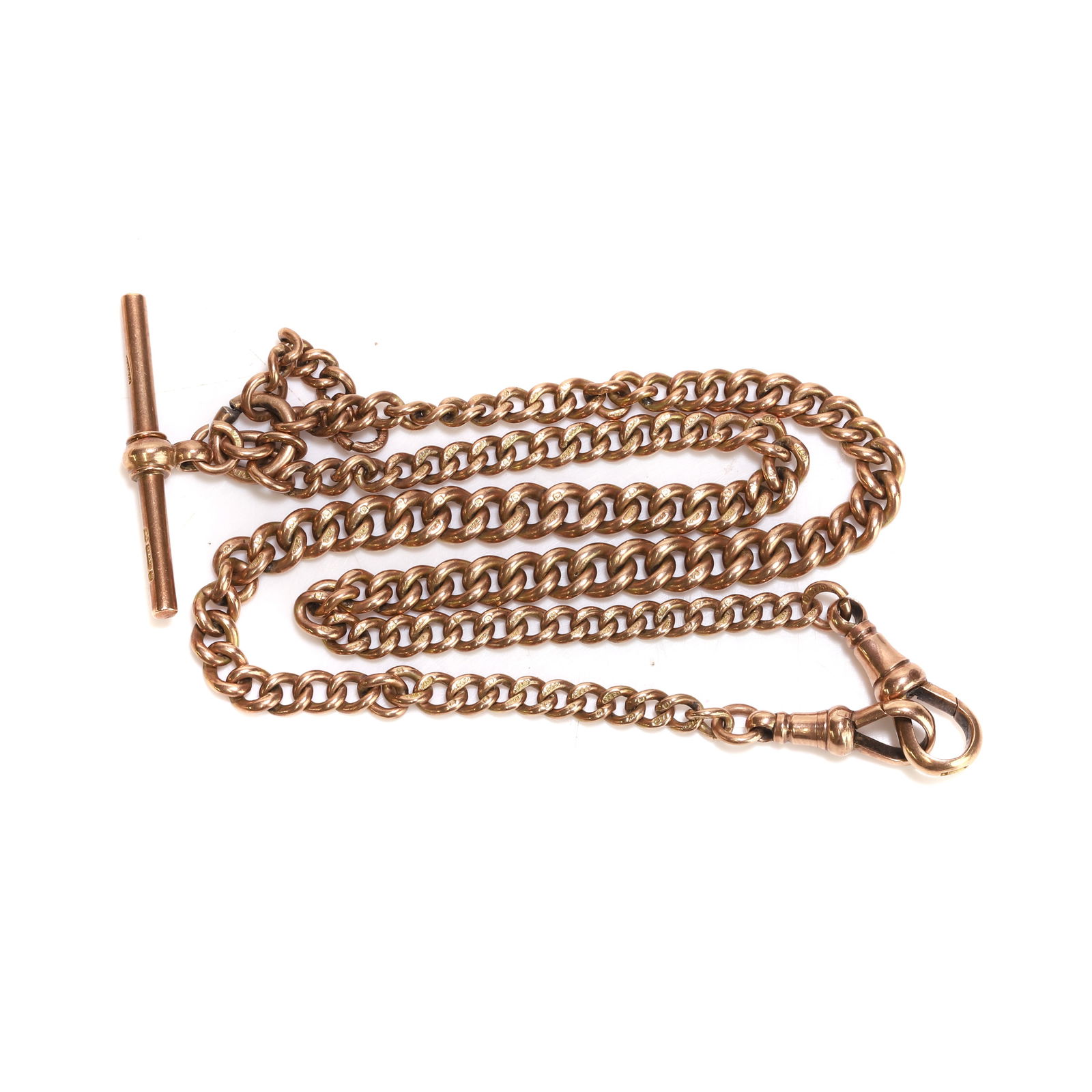 A 9ct rose gold Albert chain, (1 of 2)