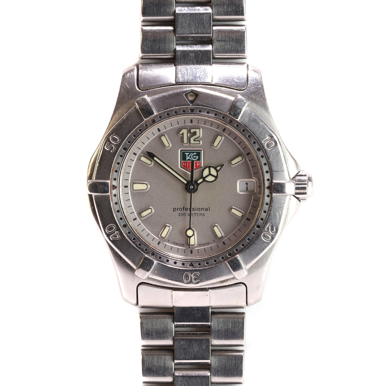 Tag Heuer, a stainless steel Professional 200meters quartz bracelet watch, (1 of 2)