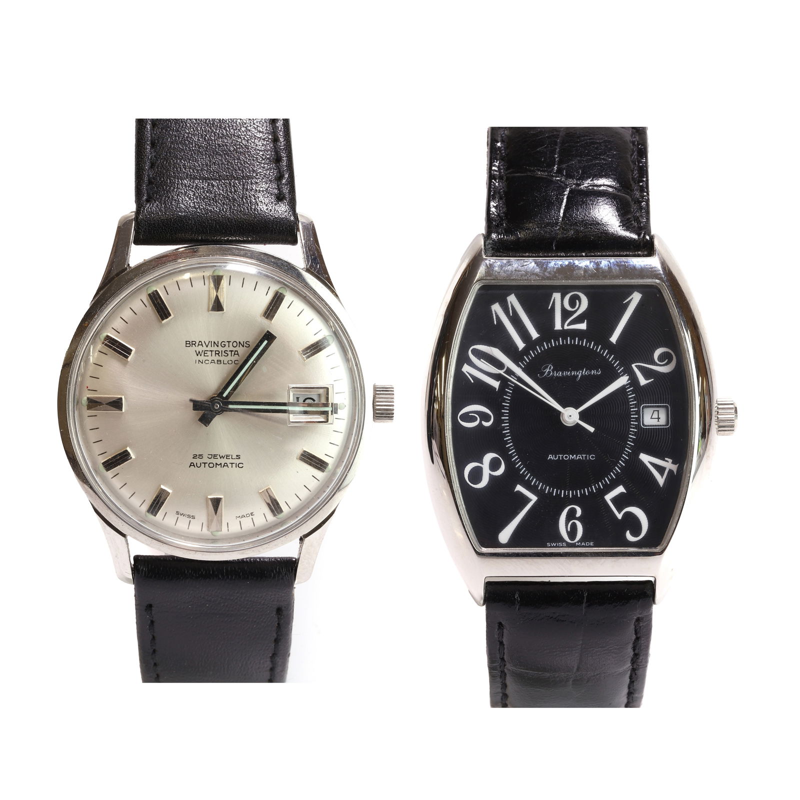 Two stainless steel Bravingtons automatic strap watches, (1 of 5)