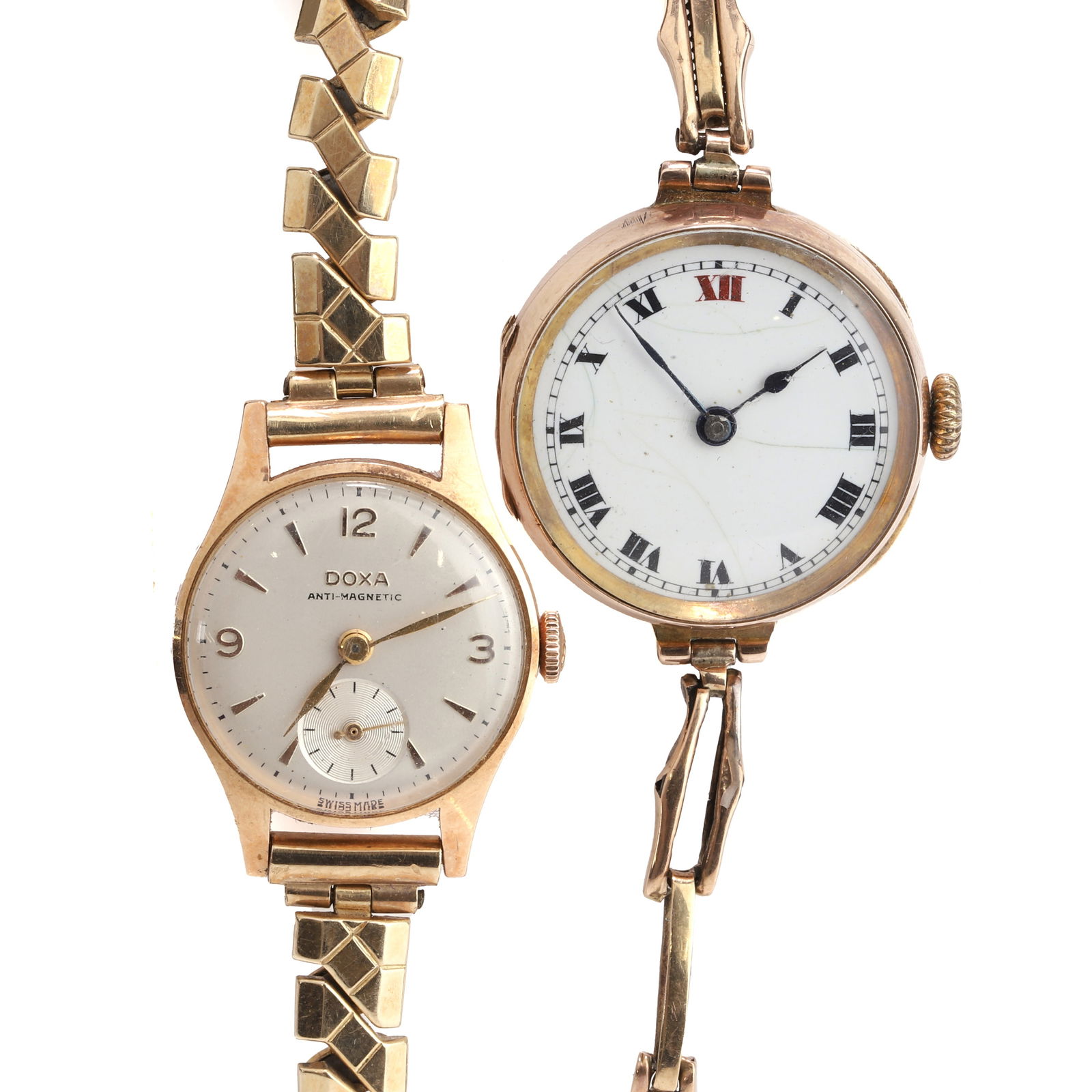 A 14ct gold Doxa mechanical bracelet watch and a mechanical bracelet watch, (1 of 2)