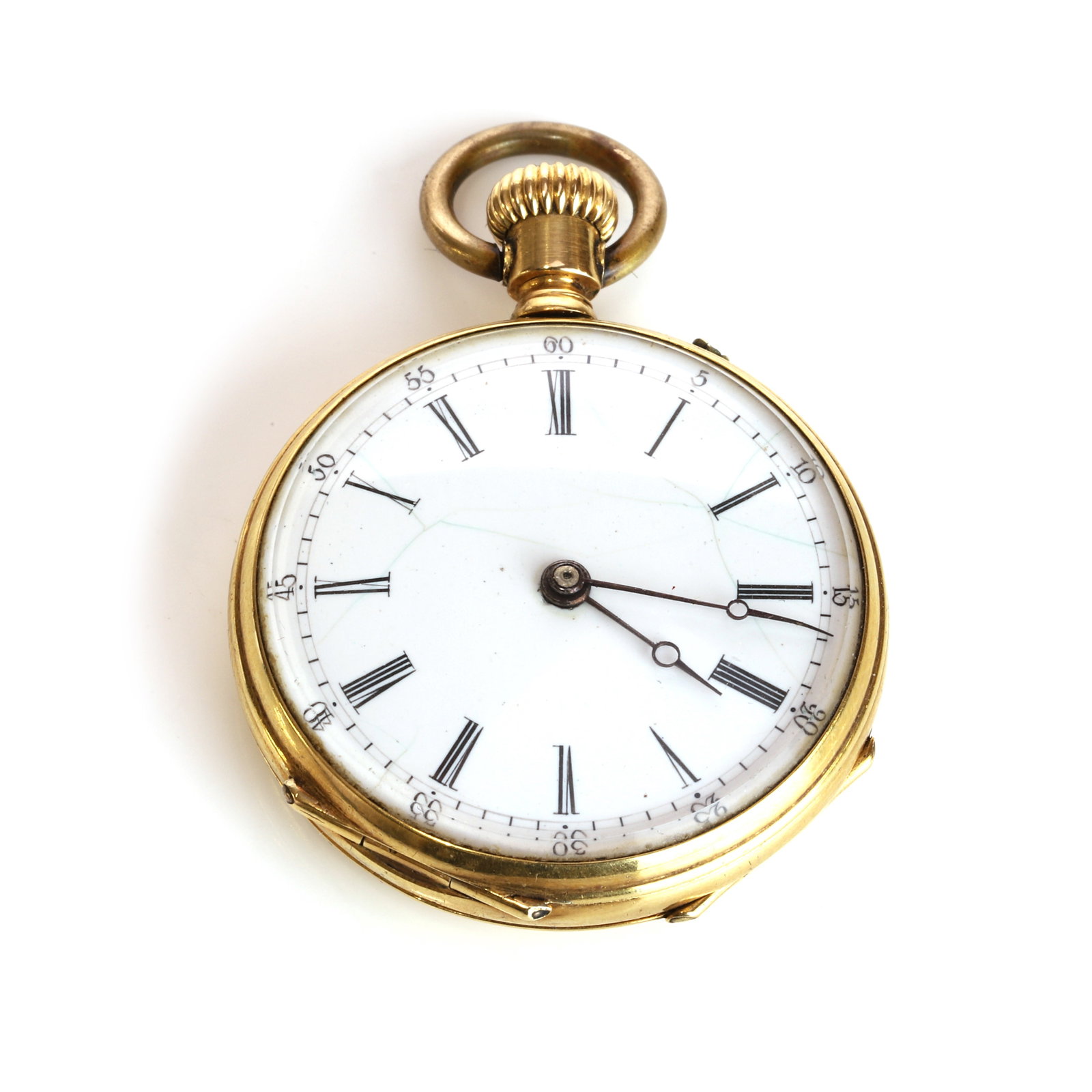 A French gold open faced pocket watch, (1 of 2)