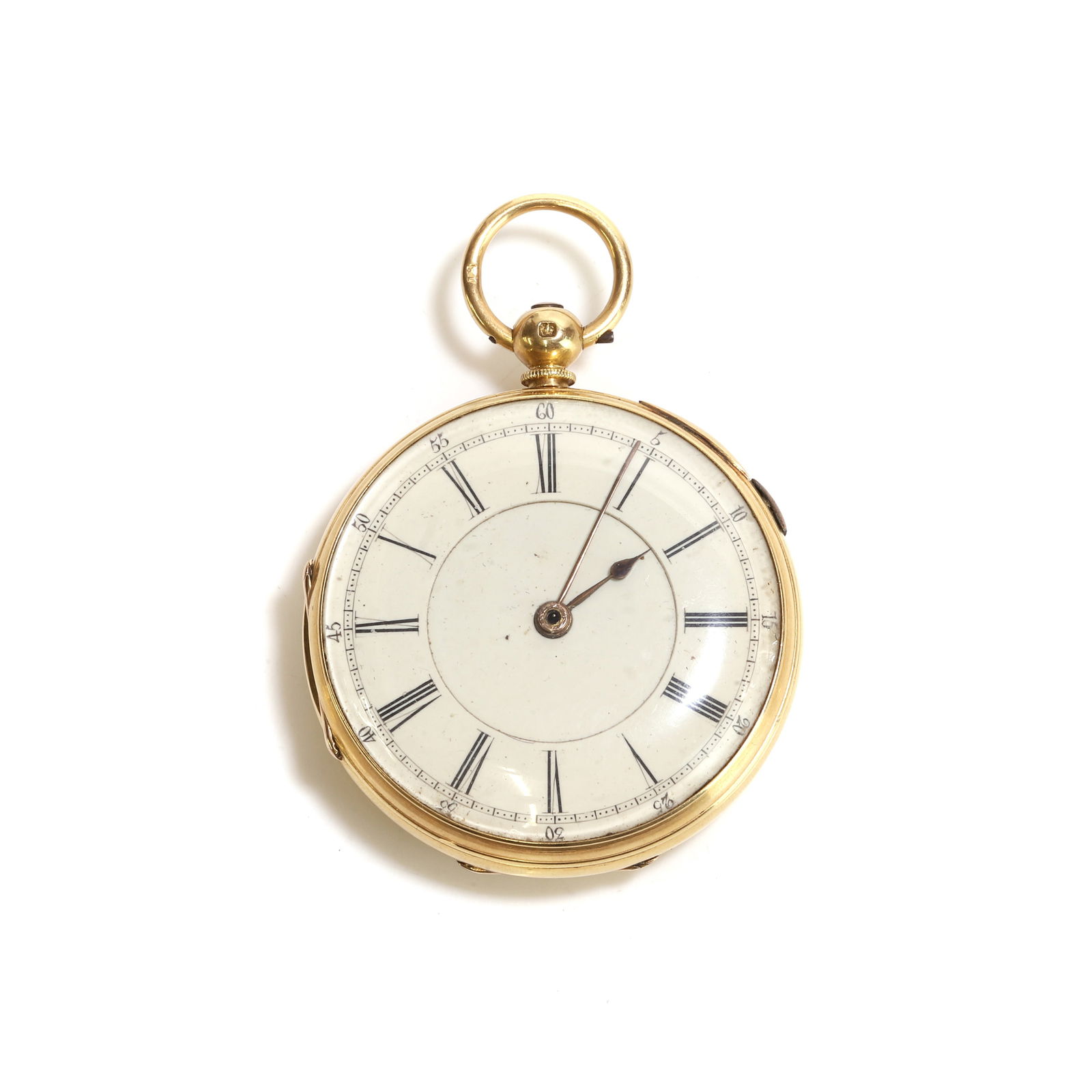 A Victorian 18ct gold key wind open faced fusee pocket watch, (1 of 2)