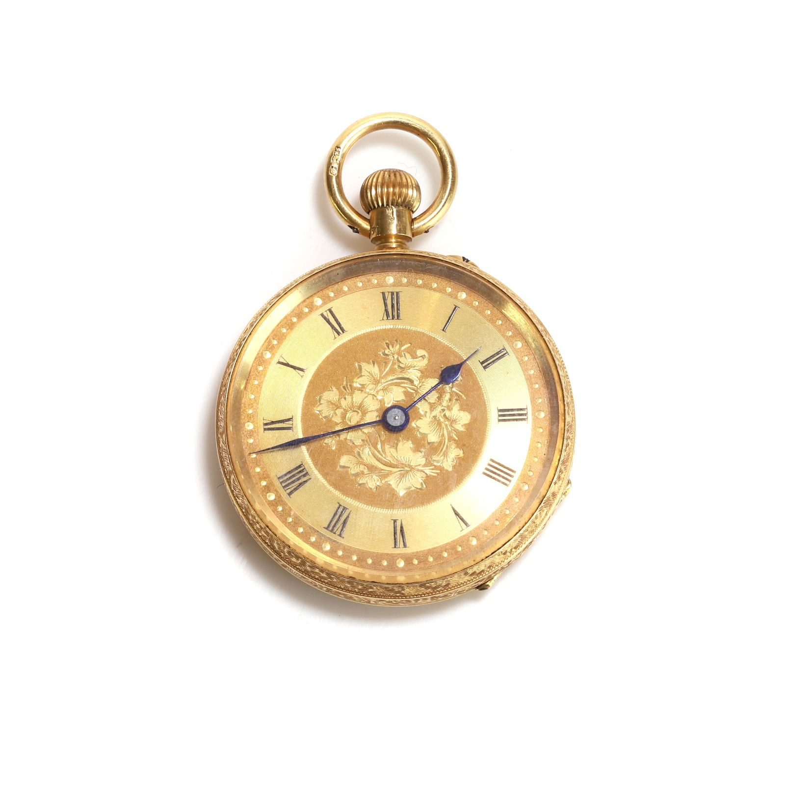 An Edwardian 18ct gold top wind open faced pocket watch, (1 of 2)