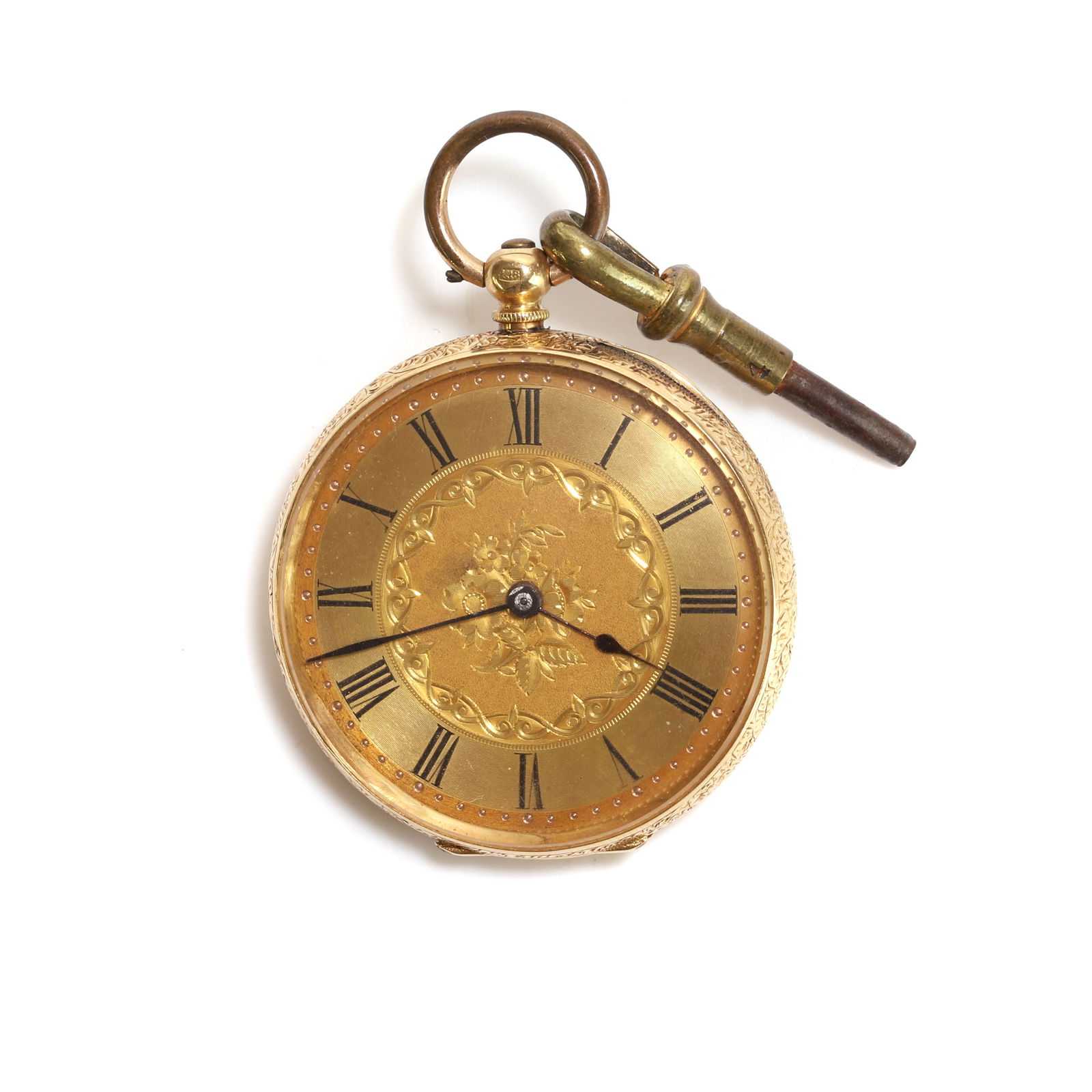 An 18ct gold open faced pocket watch, (1 of 2)