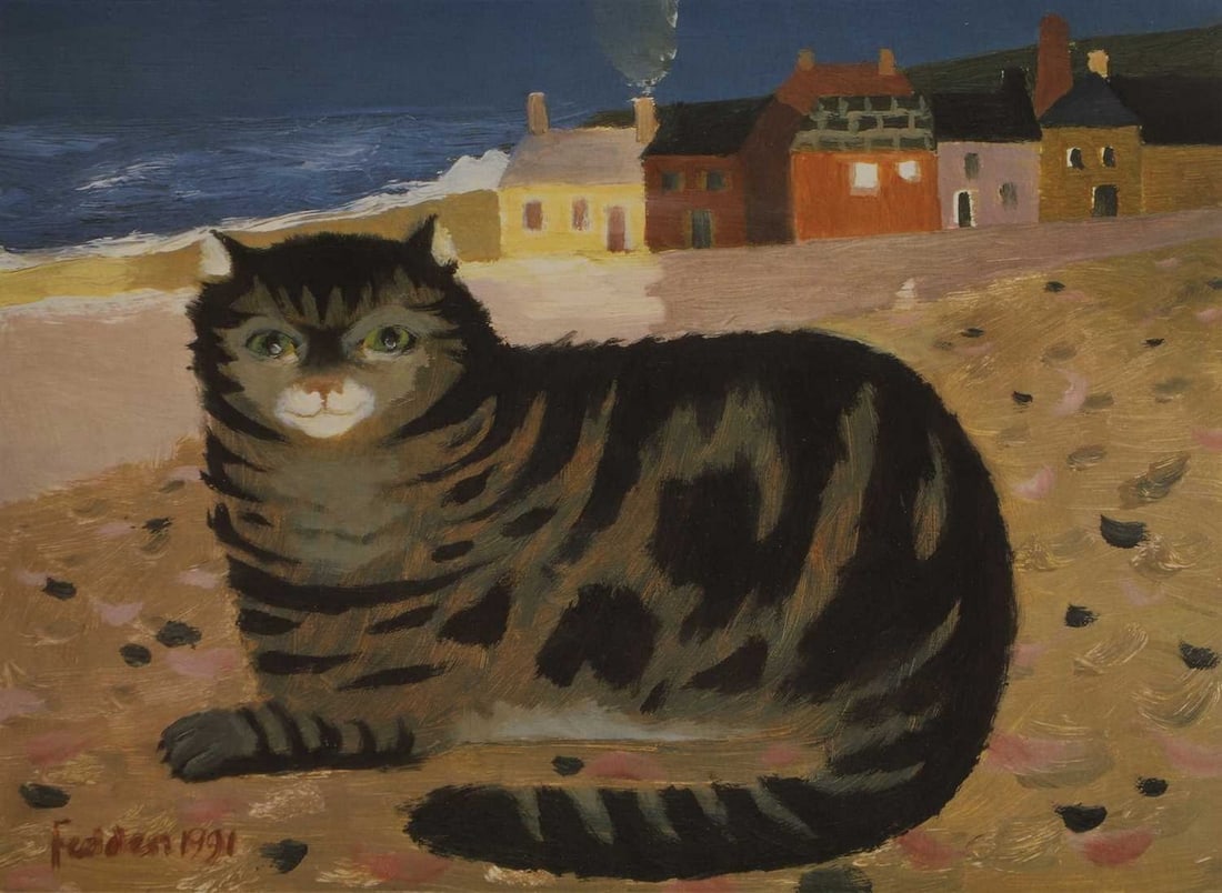 ▲ Mary Fedden RA (British, 1915- 2012) 'Cat on a Cornish Beach', 1991 (1 of 3)