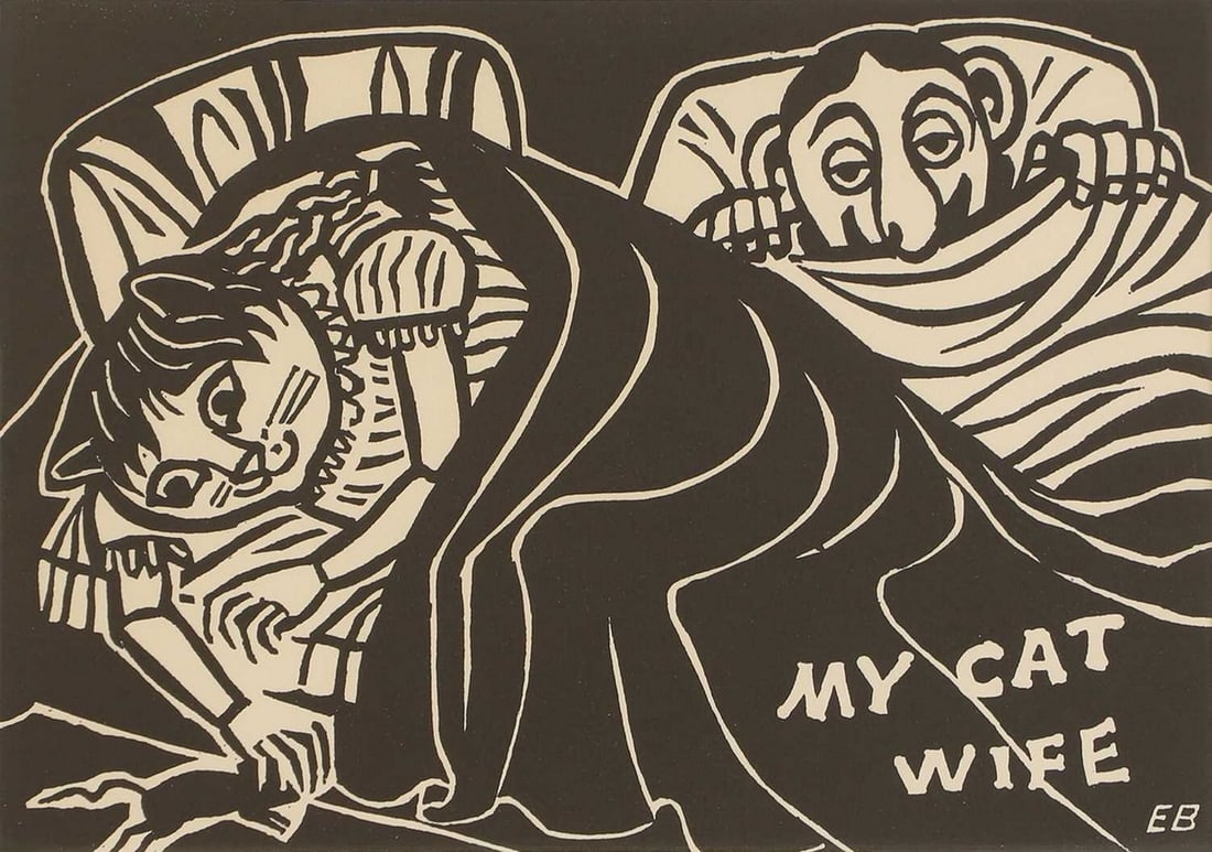 ▲ Edward Bawden RA (British, 1903-1989) ‘A Midnight Snack’: ▲ Edward Bawden RA (British, 1903-1989) ‘A Midnight Snack’ linocut (image 20 x 29cm; framed 36 x 43.5cm) Condition Report: Sheet 21 x 29.5cm The print has been cut down and is unsign