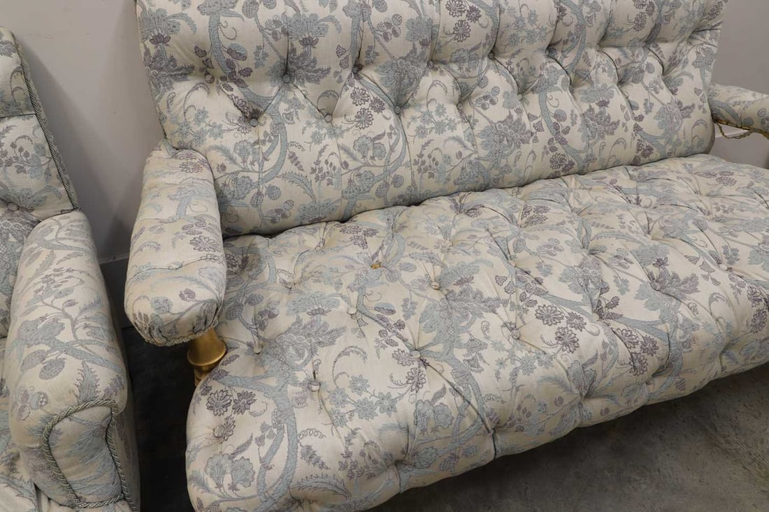 A Victorian three seater gilt sofa in the manner of Holland & Sons, Late 19th century, - 3