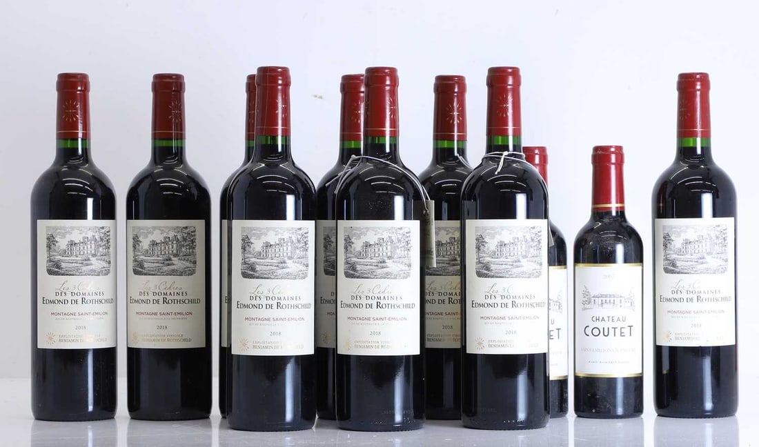 A selection of Bordeaux red wines,: A selection of Bordeaux red wines, including Les 3 Cedres des Domaines Edmond de Rothschild, Montagne Saint-Emilion, 2018 (9) together with one half bottle each Chateau Coutet, Saint-Emilion, 2006