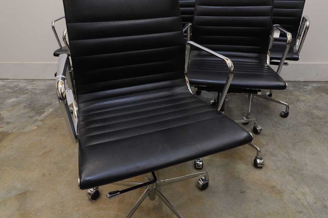 A set of six chrome and leather chairs, Of recent manufacture, - 2
