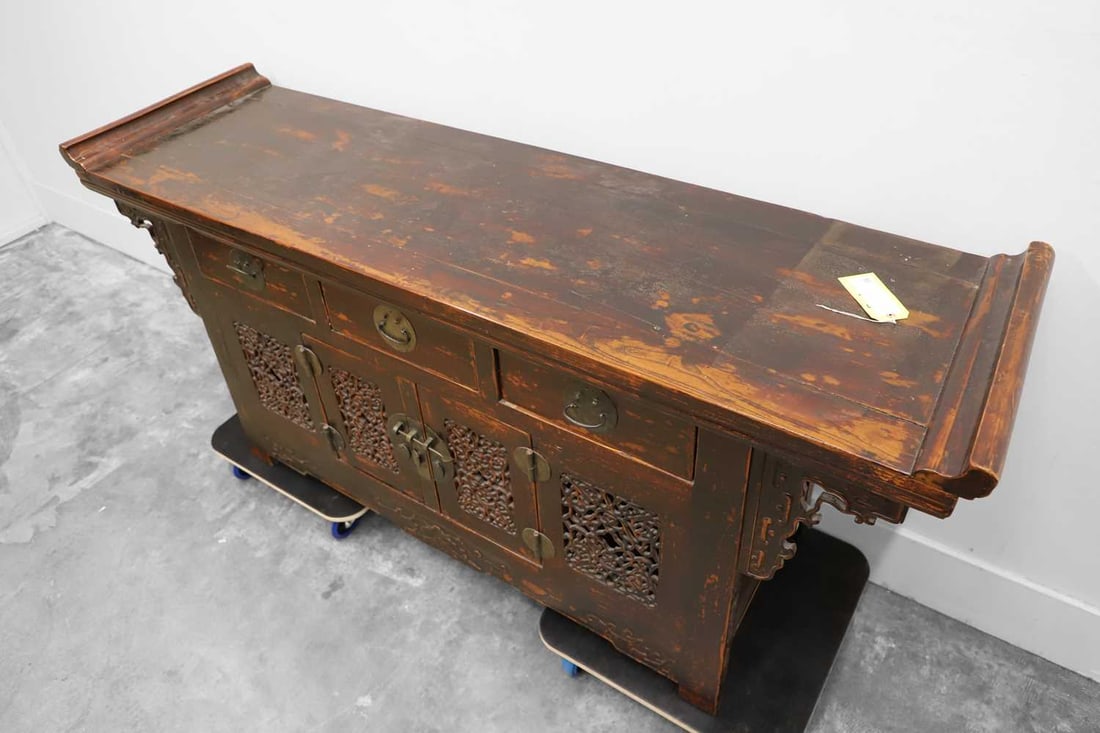 A Chinese hardwood sideboard, 20th century, - 2