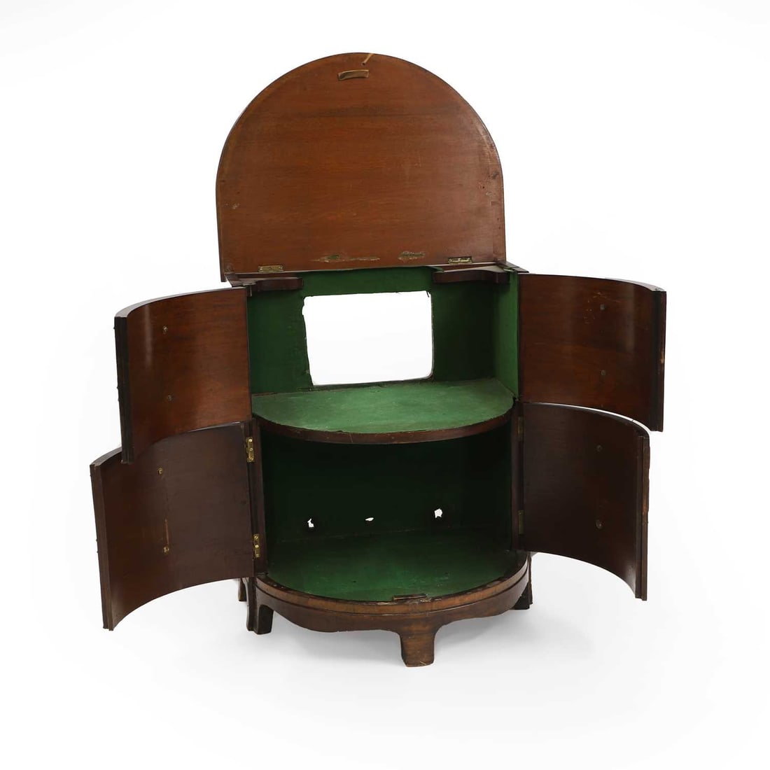 A mahogany bow front night table, - 2