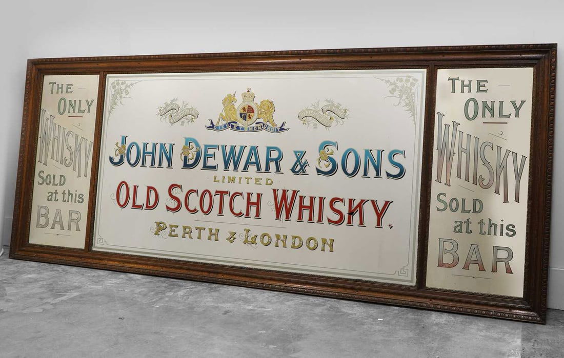 A large tavern John Dewar whisky mirror, Early 20th century, - 2