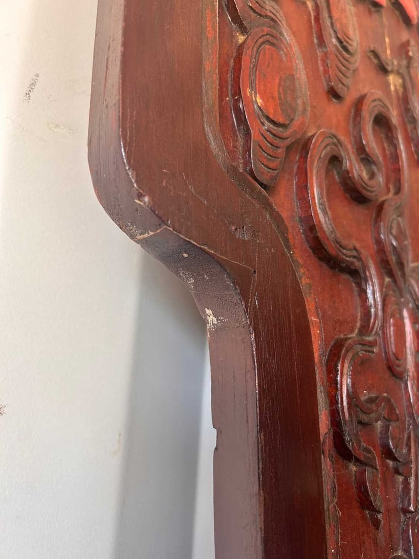 A Chinese carved and painted cornice panel, - 18