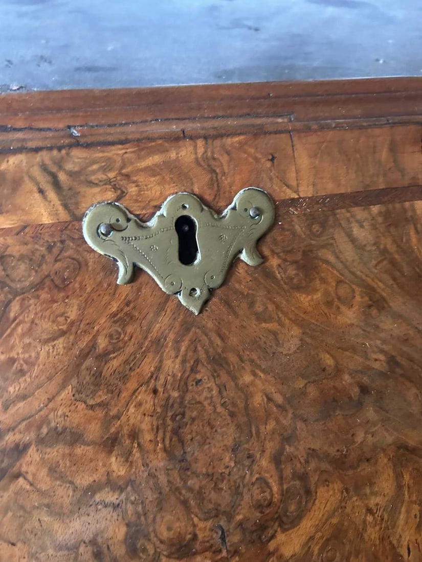 A George I strung walnut and burr walnut bureau cabinet, c.1720 and later - 8
