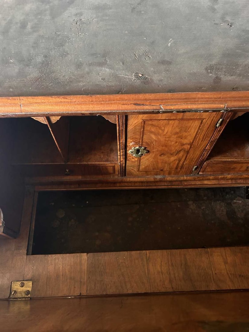 A George I strung walnut and burr walnut bureau cabinet, c.1720 and later - 9