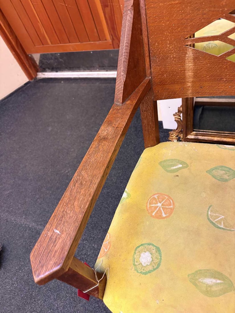 An Arts and Crafts oak library chair, c.1900, - 16