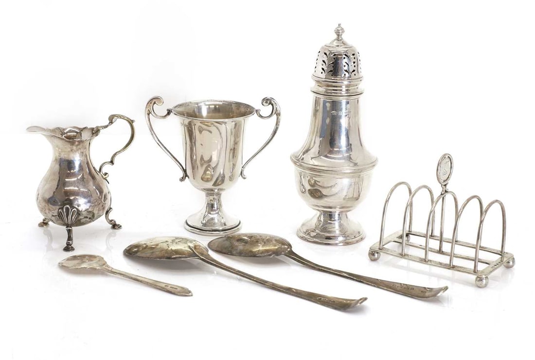 A collection of silver items, - 2