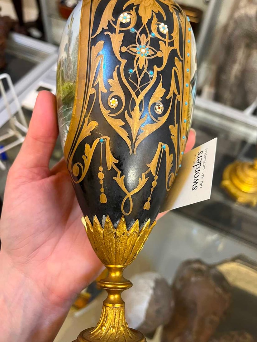 A pair of ormolu-mounted porcelain ewers, 19th century, - 8