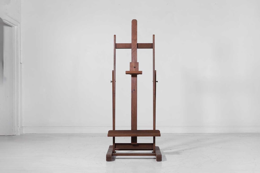 An oak adjustable travel easel, 20th century, (1 of 6)