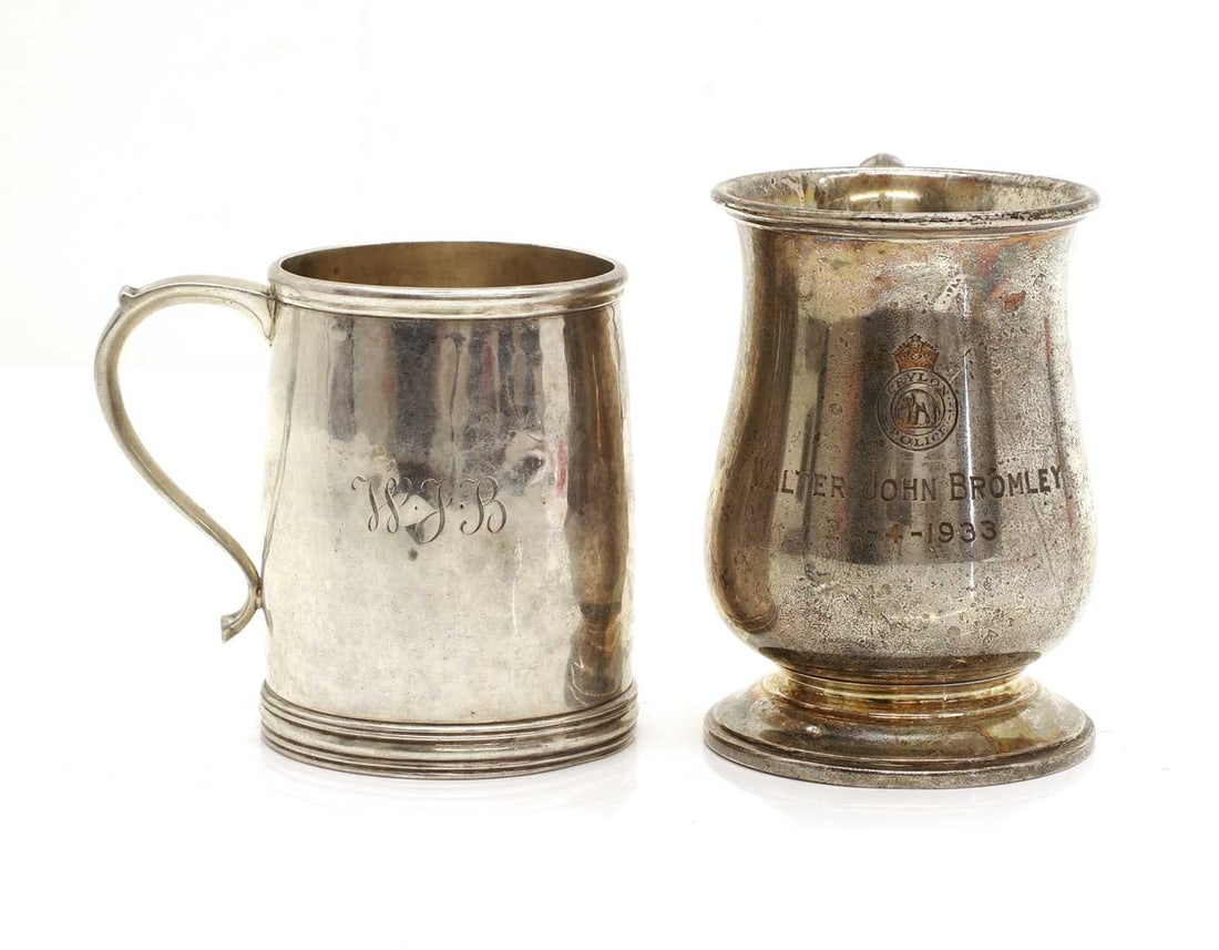 Two silver mugs, (1 of 2)