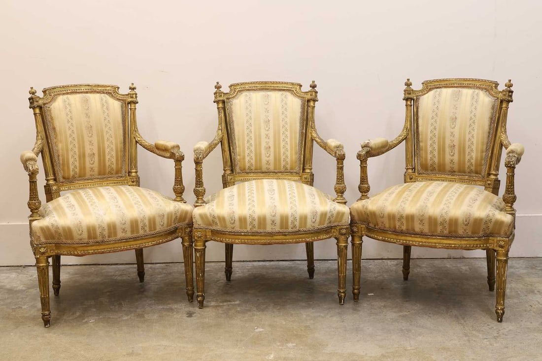 A set of four Louis XVI style fauteuils, Early 20th century, French, - 2