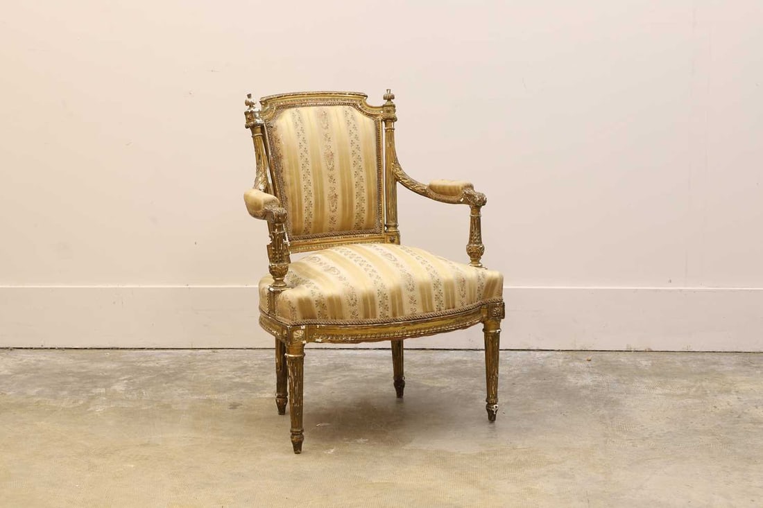 A set of four Louis XVI style fauteuils, Early 20th century, French, - 5