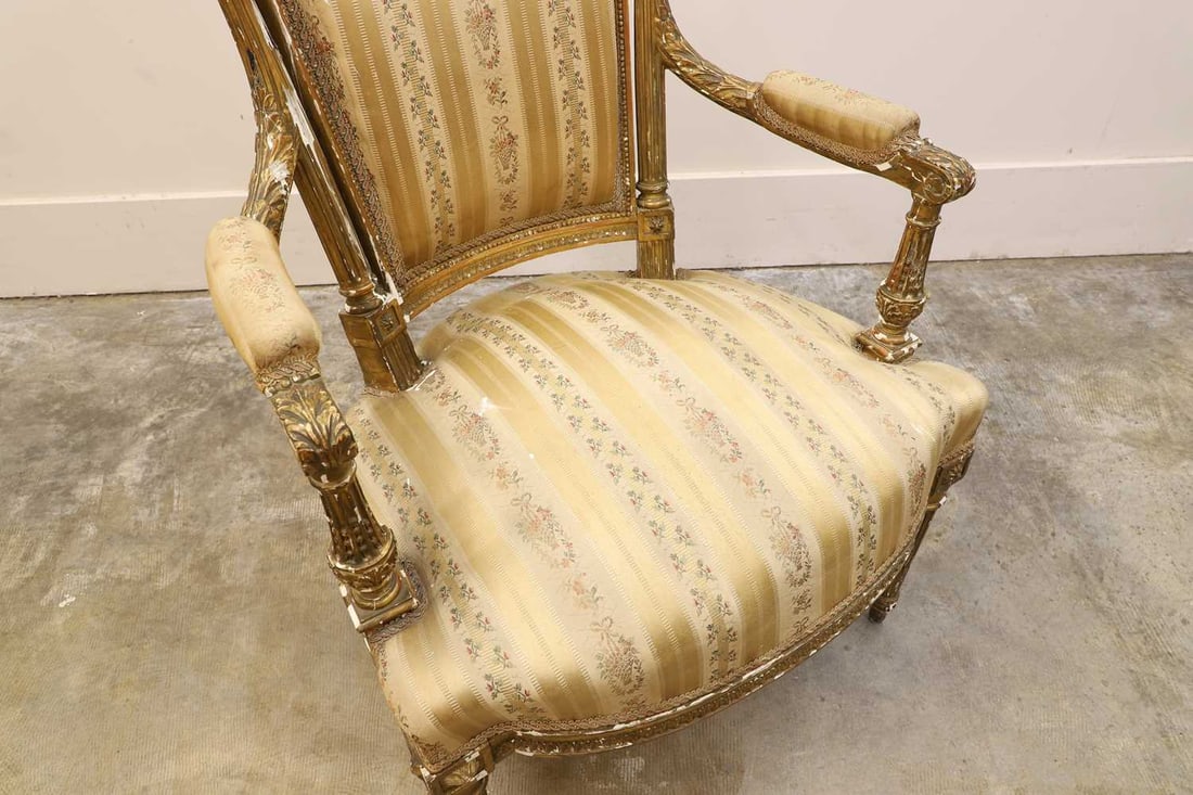 A set of four Louis XVI style fauteuils, Early 20th century, French, - 6