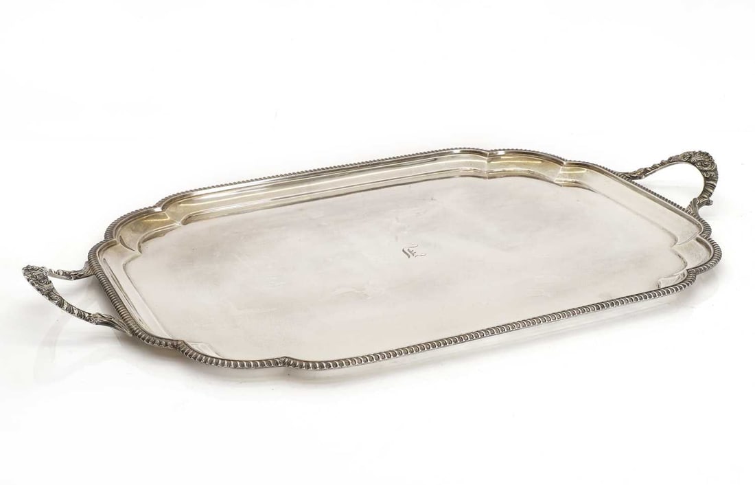 A George V silver tea tray, (1 of 3)