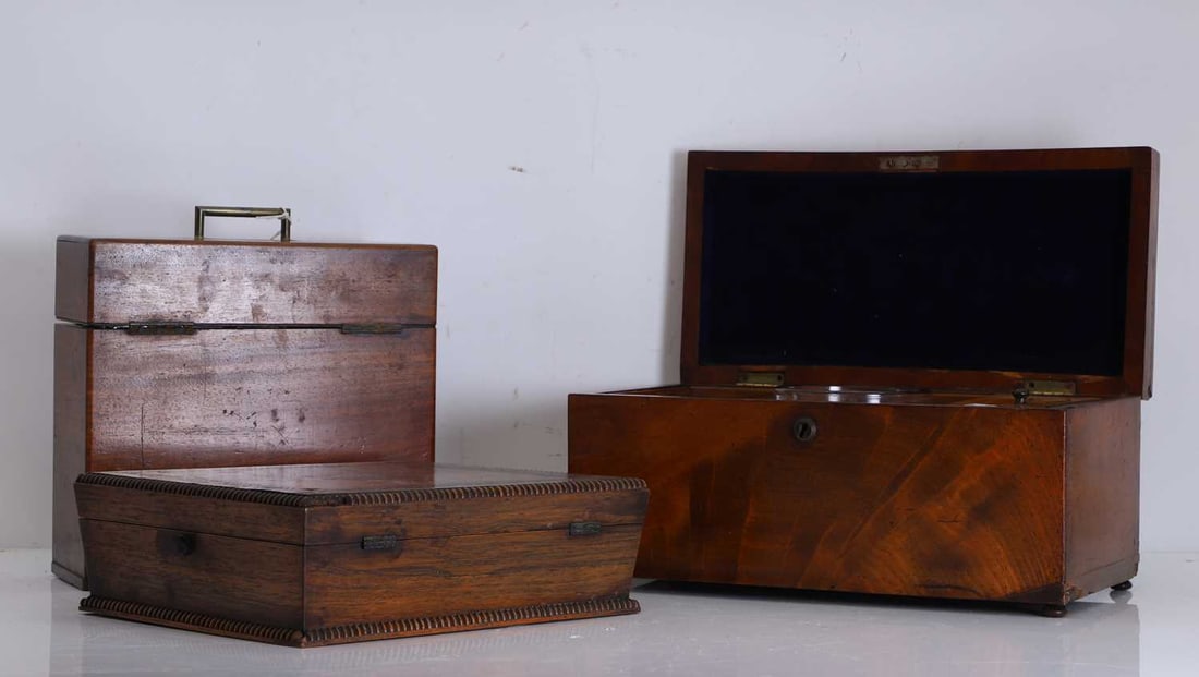 A mahogany travelling medicine box, 20th century, - 2