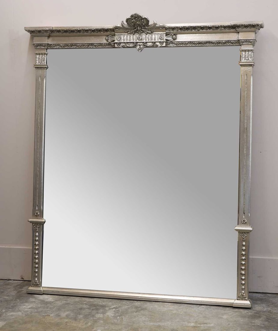 A large Louis XVI-style silvered overmantel mirror 20th century (1 of 1)
