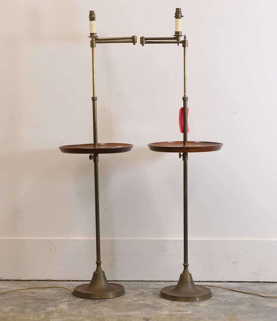 A pair of brass and mahogany standing lamps, 20th century, (1 of 1)