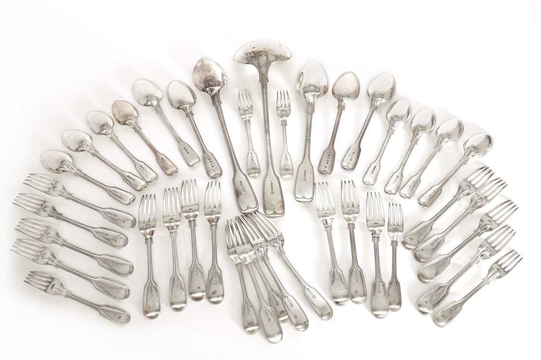 Four Victorian fiddle and thread pattern silver table spoons, - 3