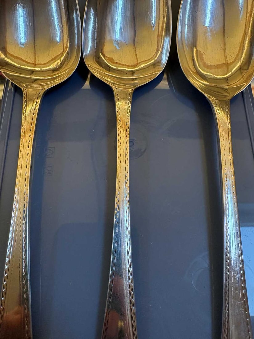 A set of three silver spoons, - 3