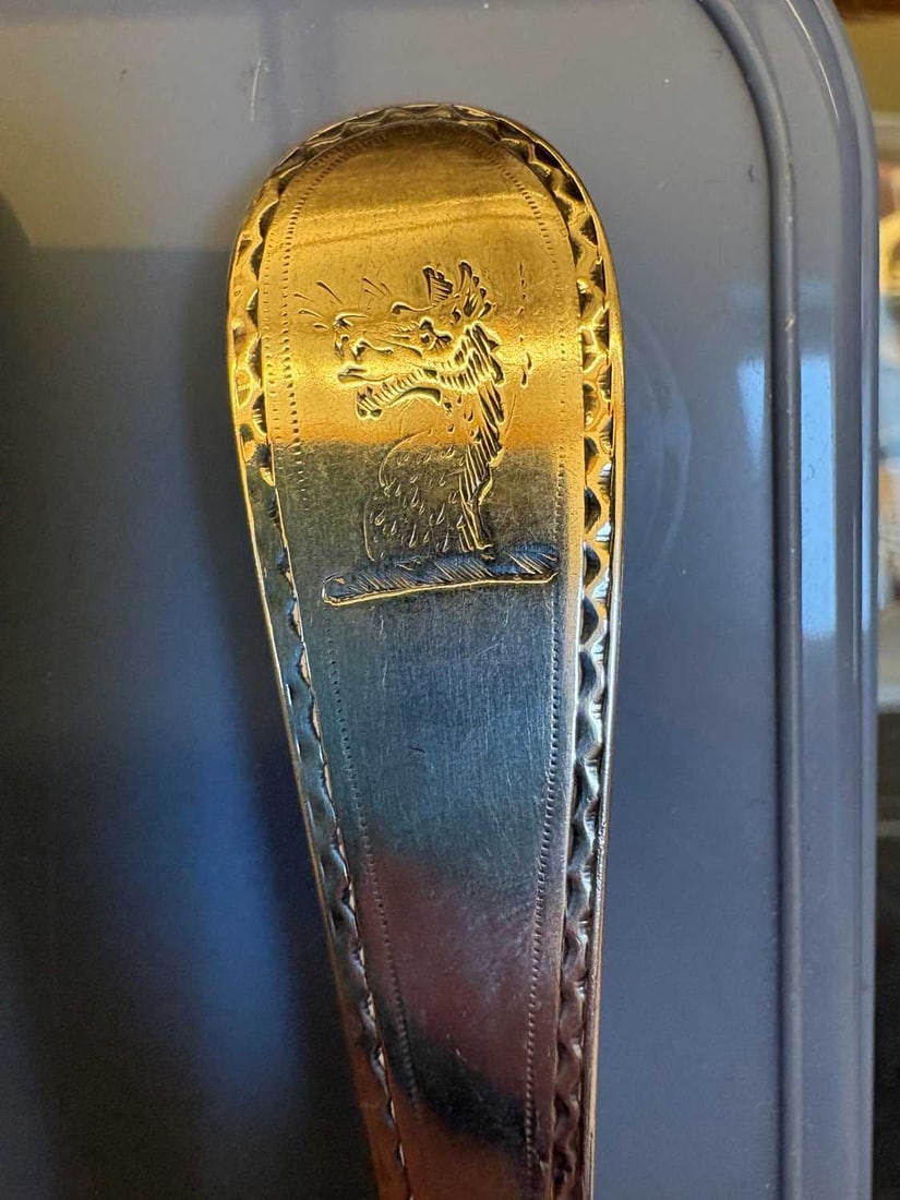 A set of three silver spoons, - 4