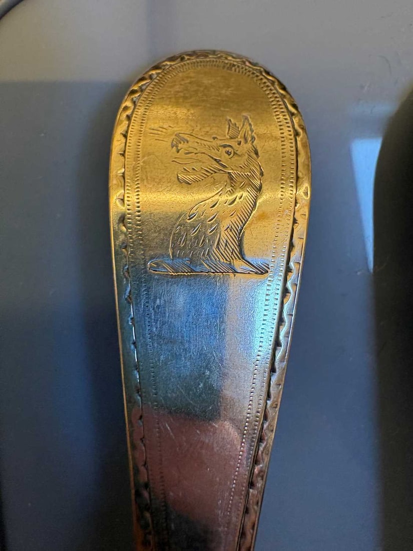 A set of three silver spoons, - 5