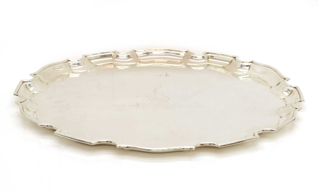 A silver salver, - 2