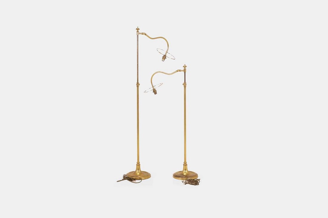 A pair of brass adjustable standard lamps, 20th century, Italian, (1 of 5)