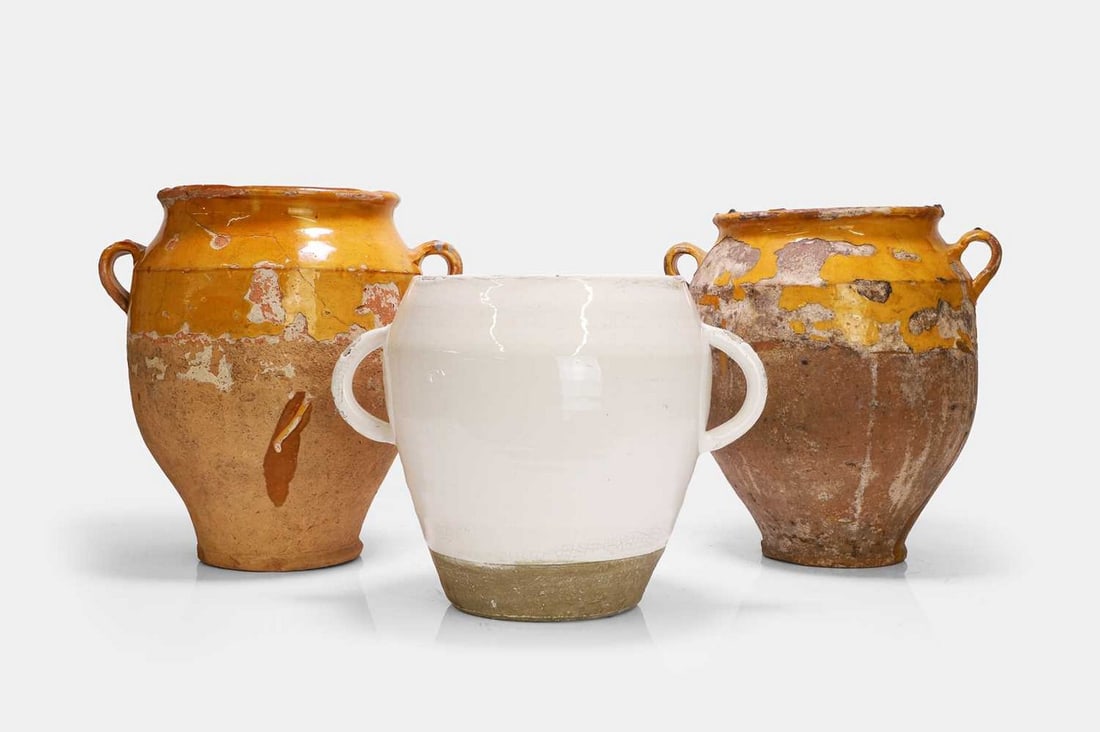 A group of three glazed stoneware pots, 19th/20th century, French, (1 of 3)