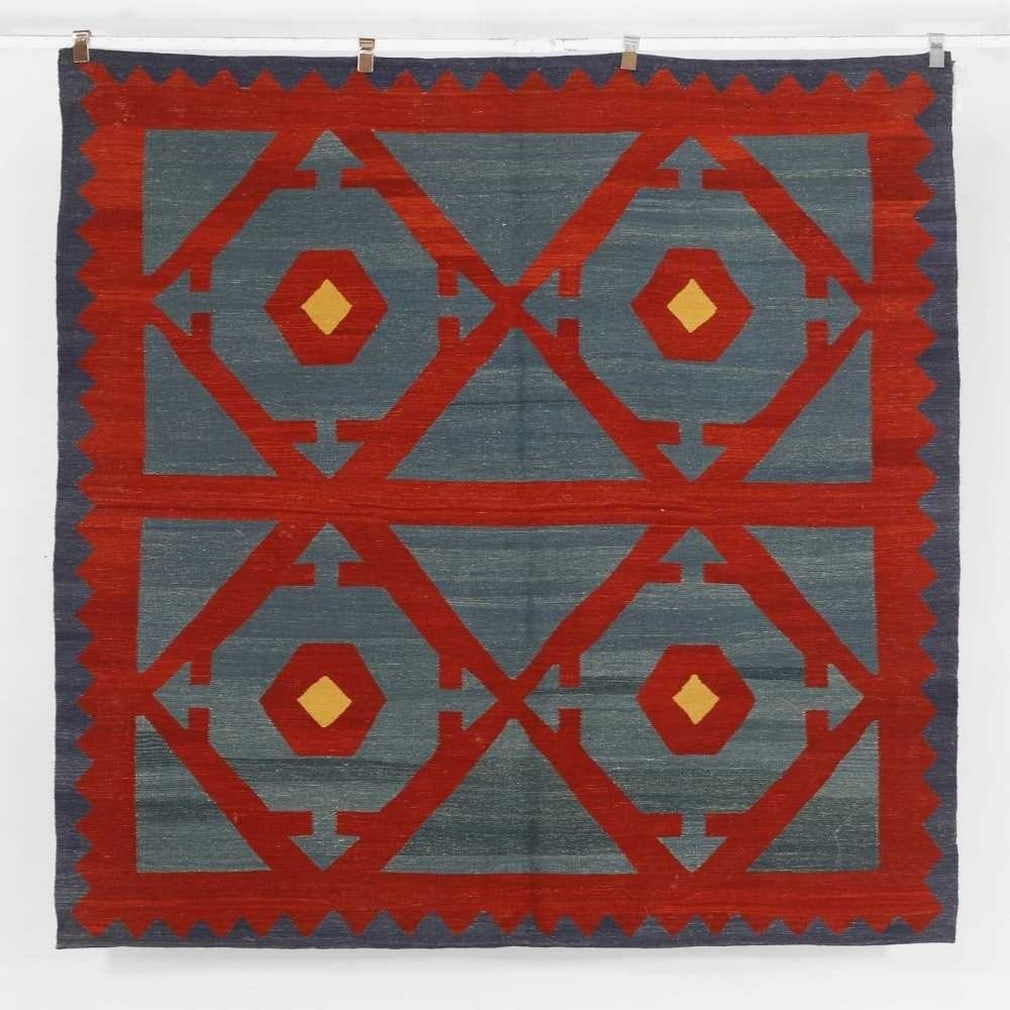 A kilim flat-weave wool rug, of recent manufacture, Uzbek, (1 of 3)