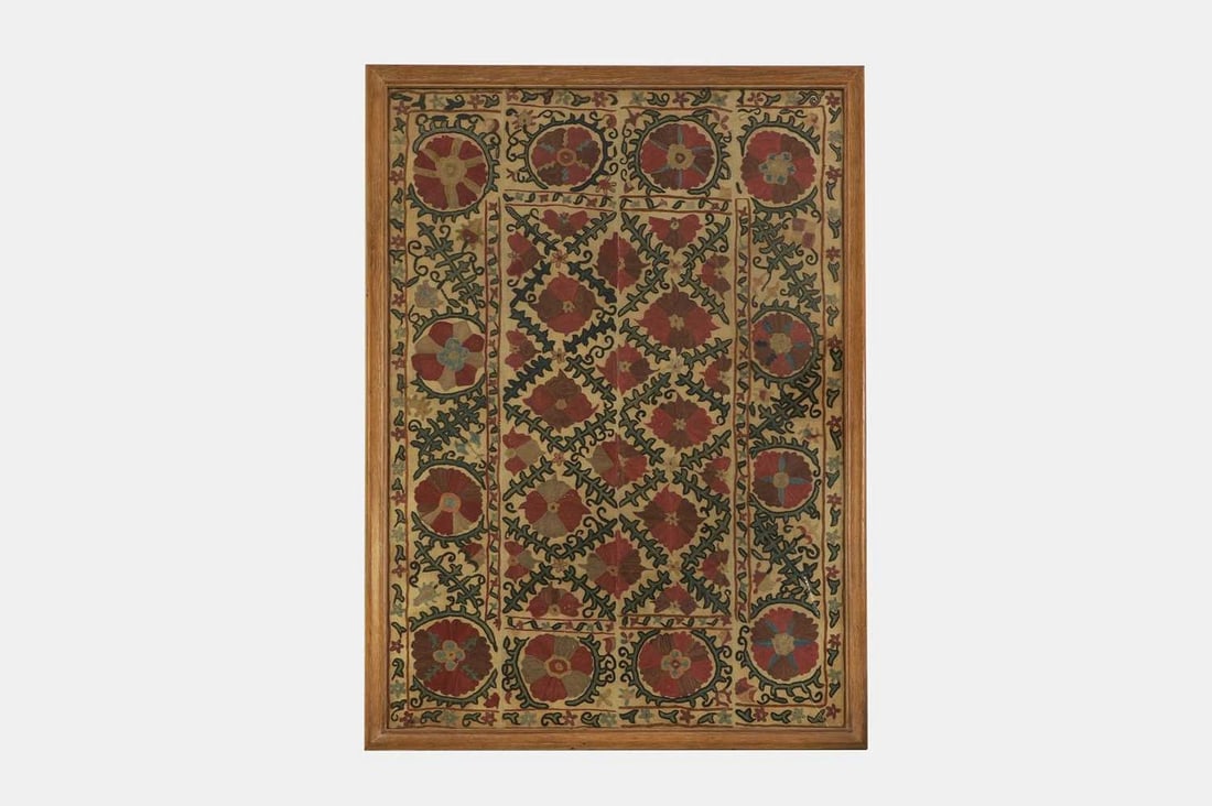 A framed suzani panel, early 20th century, Uzbek, (1 of 1)
