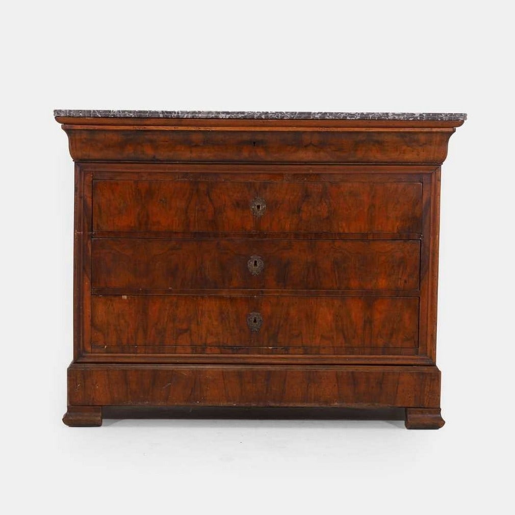 A Louis Philippe figured walnut commode, c.1830, French, (1 of 6)